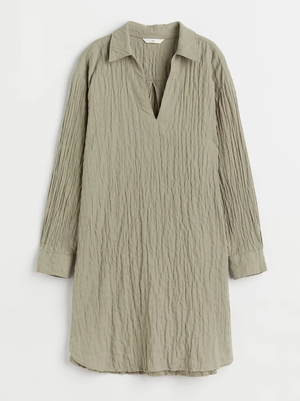 H&M Summer Cotton Dress in Crinkle/Muslin Look in Sage Green